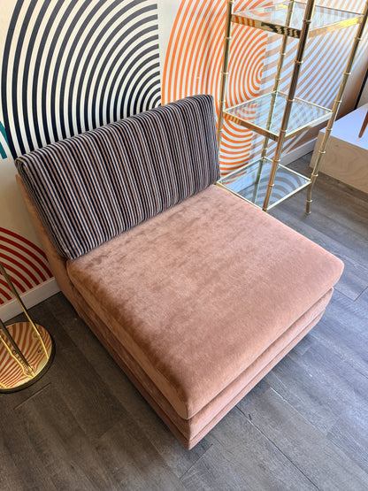 Vintage Dusty Pink Modular Chair with a Striped Back Cushion