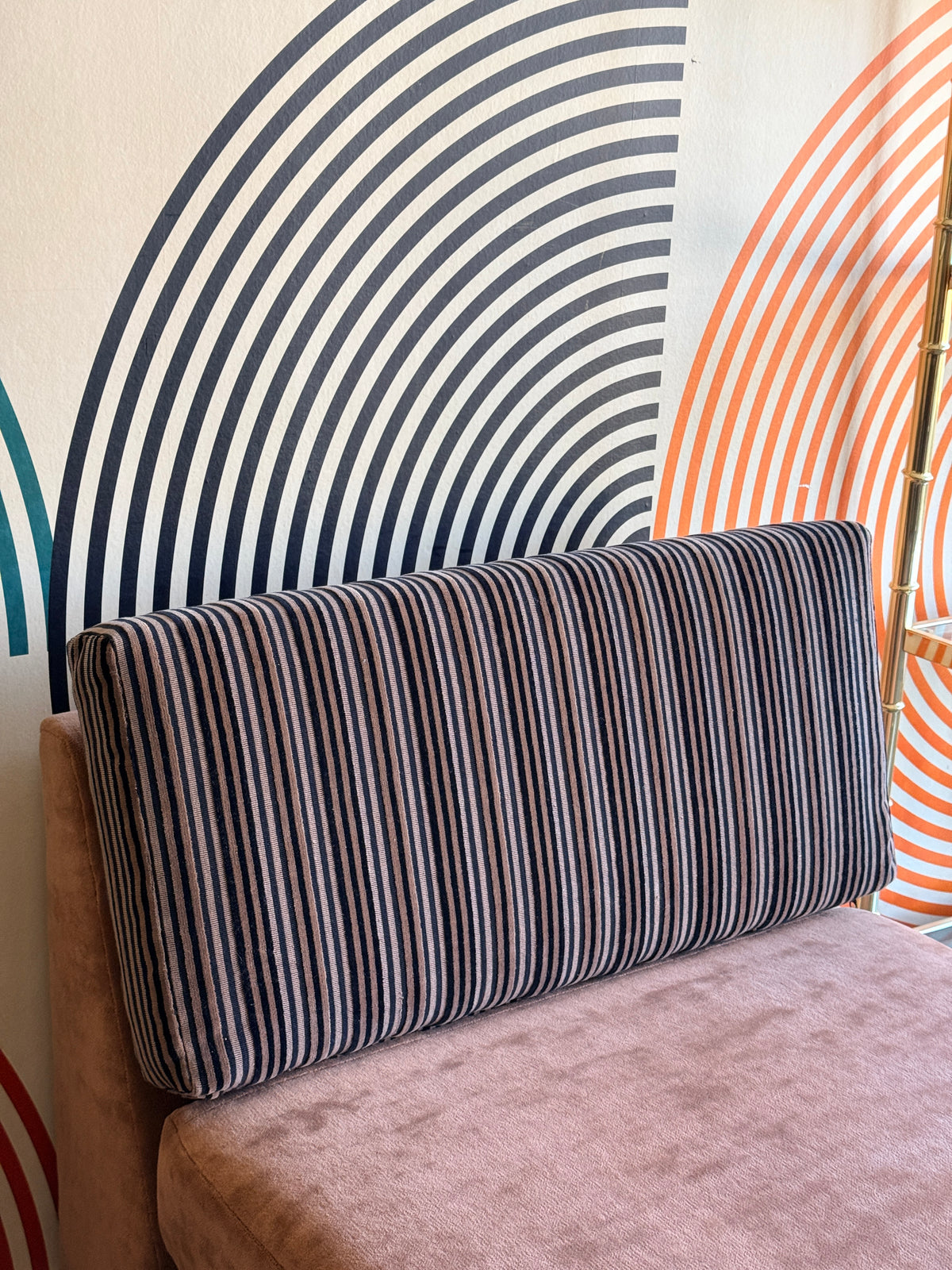 Vintage Dusty Pink Modular Chair with a Striped Back Cushion