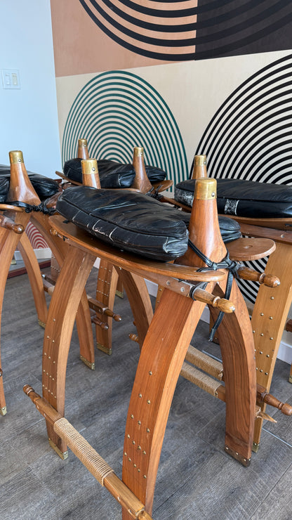 Set of 4 Vintage Saddle Stools