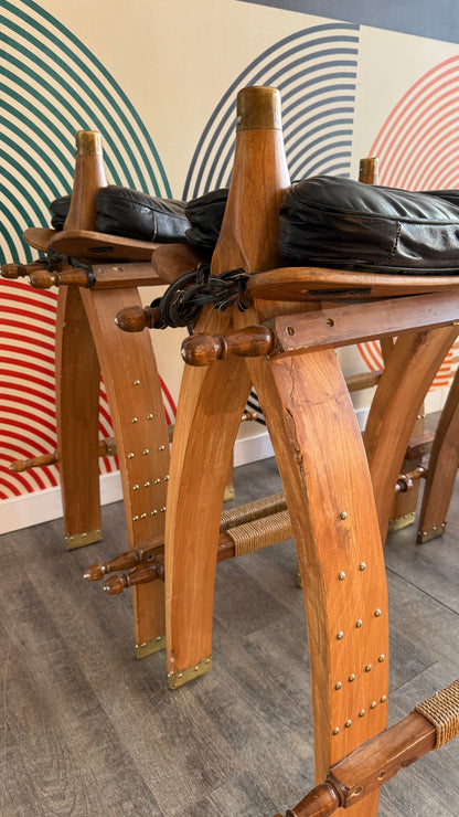 Set of 4 Vintage Saddle Stools