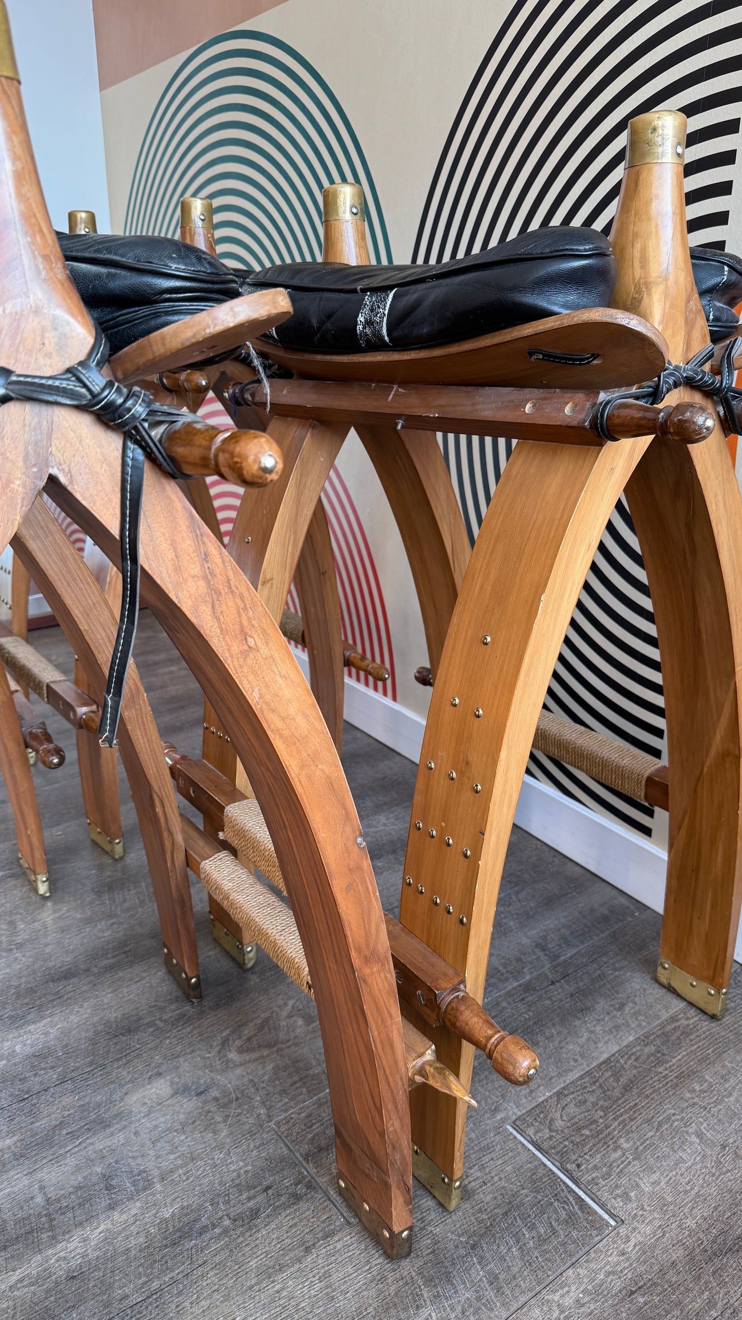 Set of 4 Vintage Saddle Stools