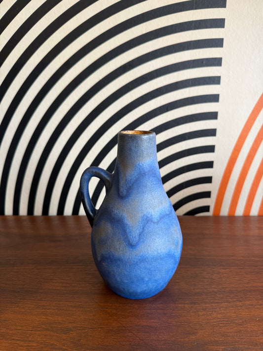 West German Pottery Vase – Blue Glaze