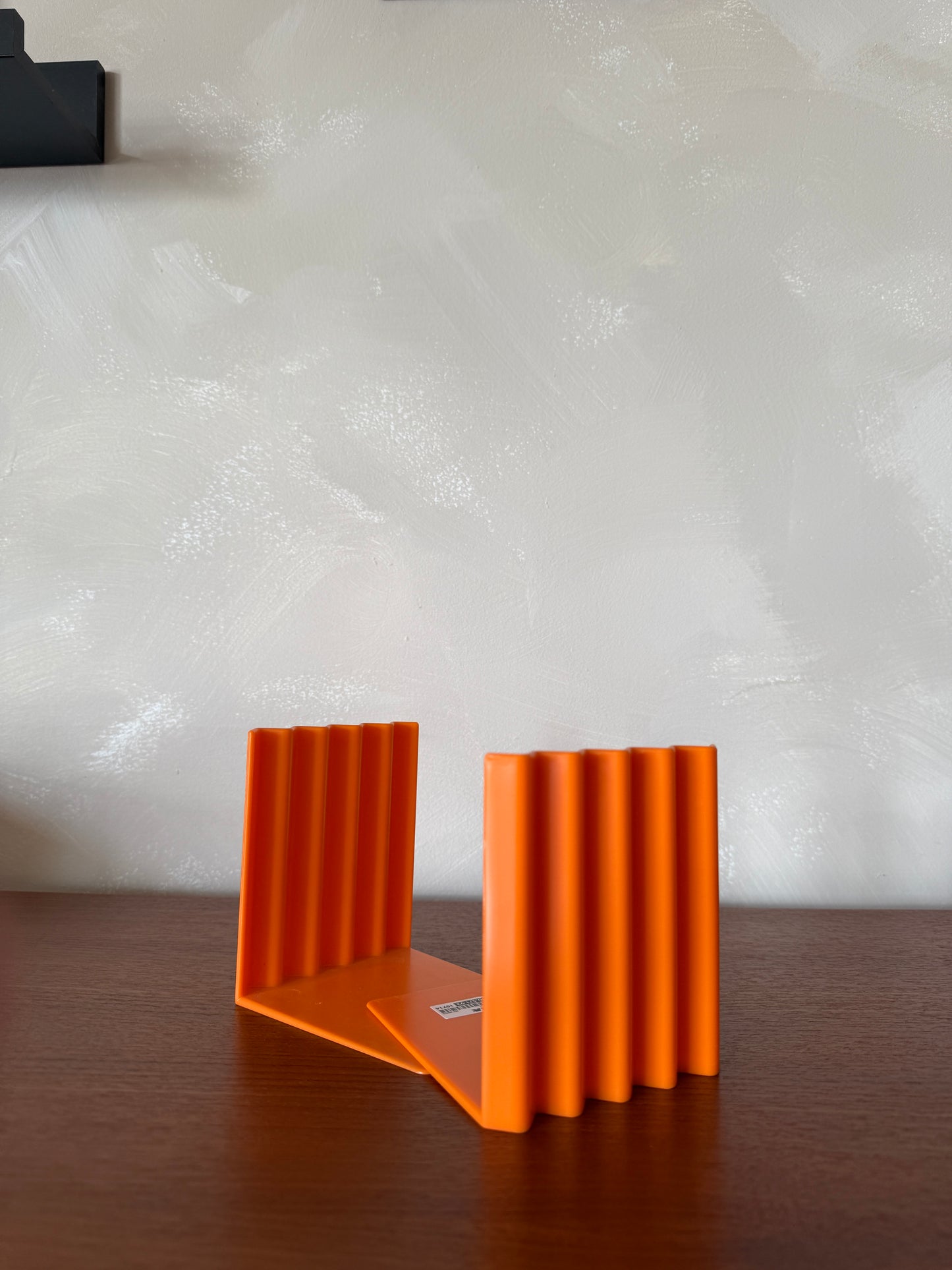 Vintage IKEA “Bokis” Orange Plastic Bookends by K. Hagberg & M. Hagberg