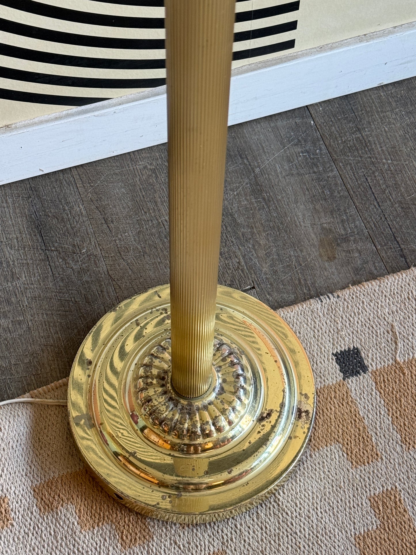 Vintage Brass Torchiere Floor Lamp