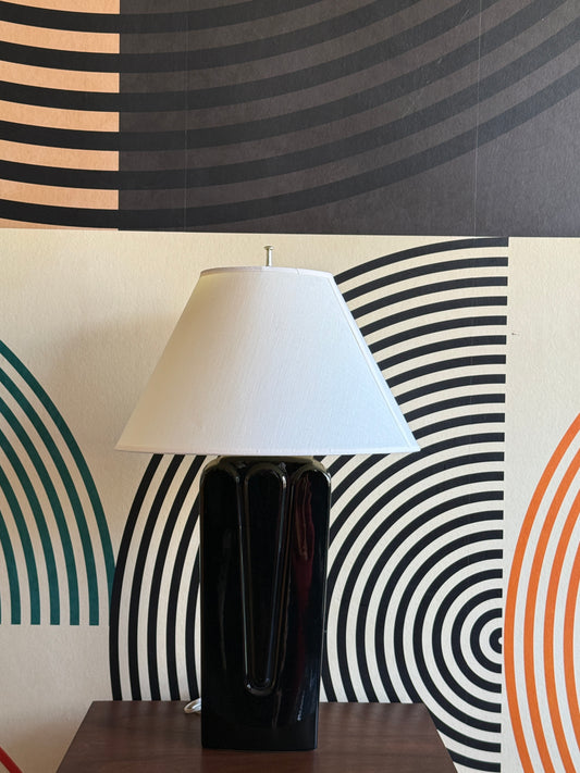 Sculptural Black Ceramic Table Lamp