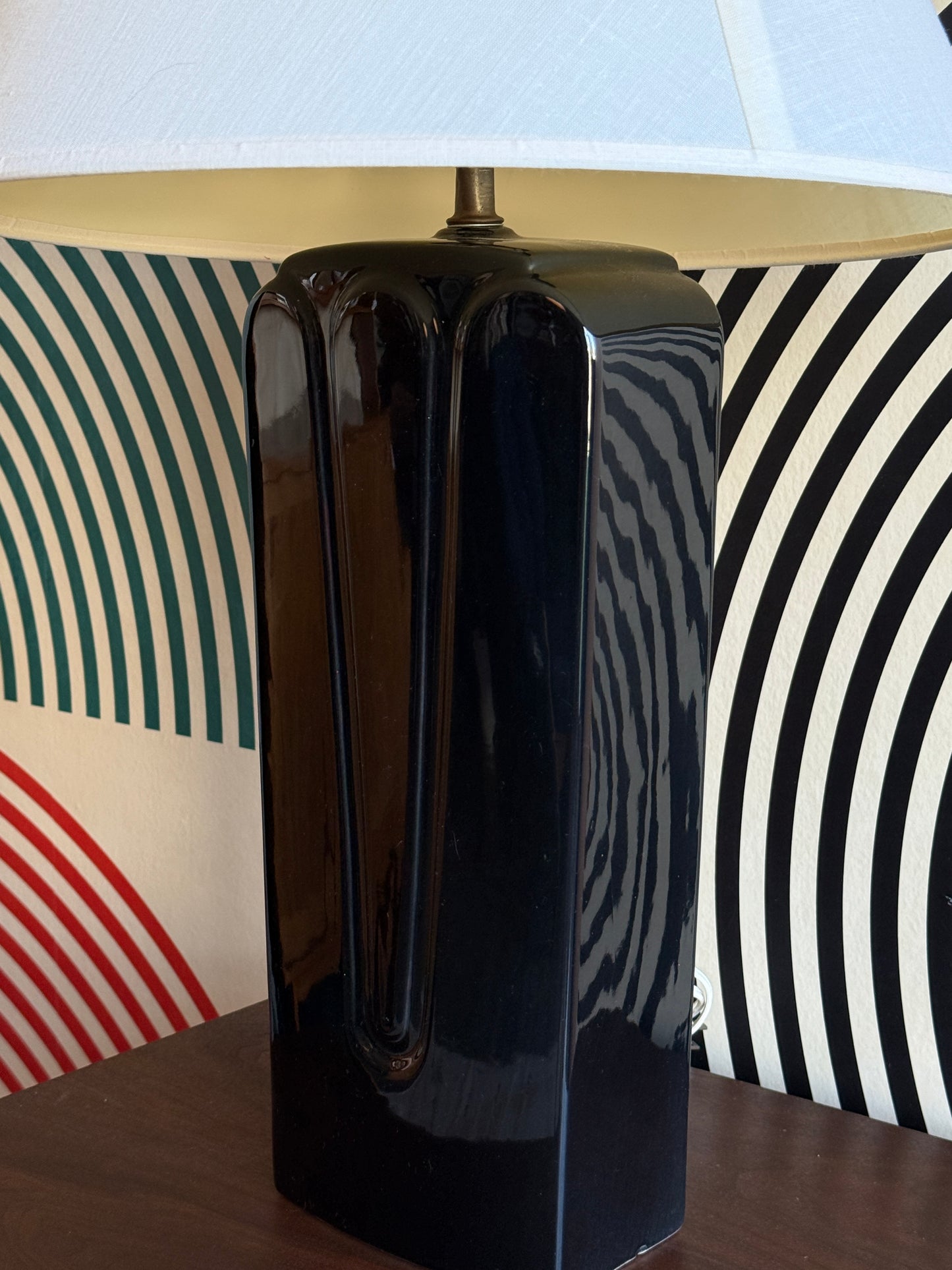 Sculptural Black Ceramic Table Lamp