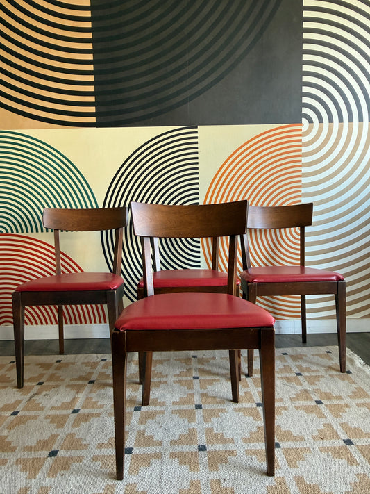 Set of 4 Walnut Midcentury Dining Chairs