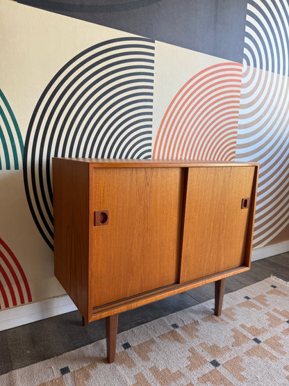 Compact Teak Cabinet with Sliding Doors