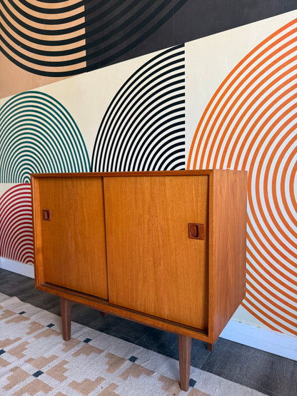 Compact Teak Cabinet with Sliding Doors