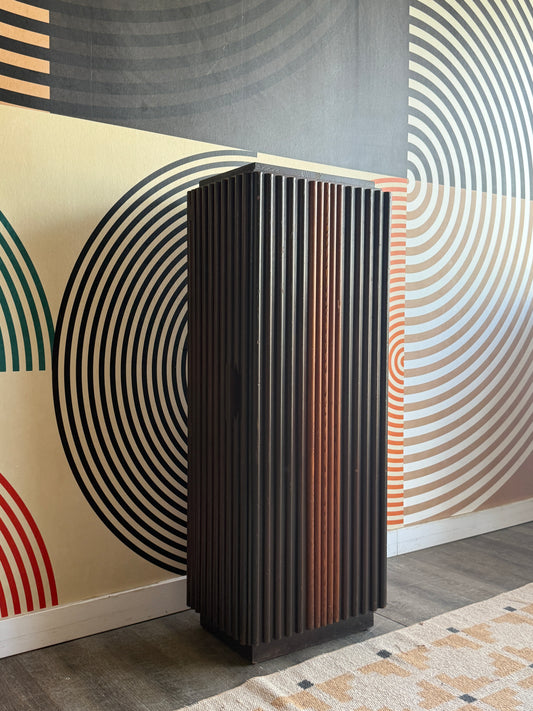 Vintage Slatted Wood Cabinet