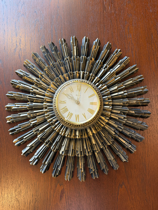 Vintage Syroco Sunburst Wall Clock