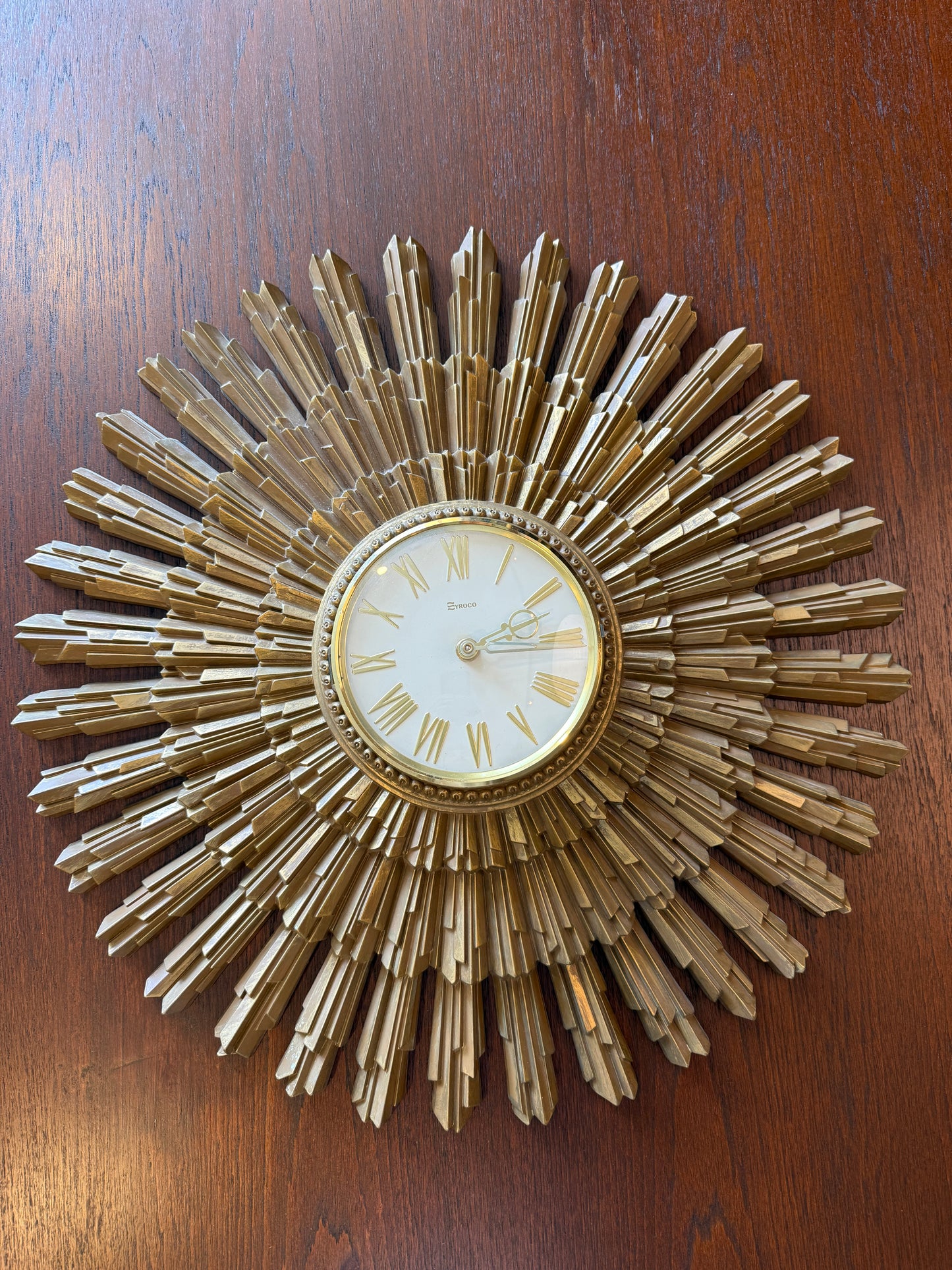 Vintage Syroco Sunburst Wall Clock