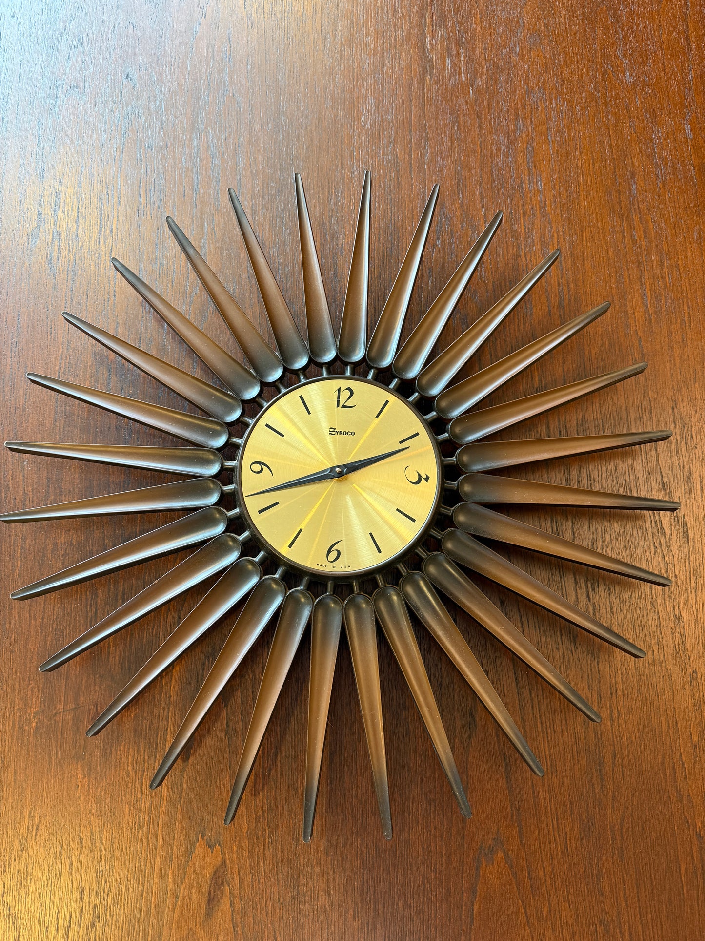 Vintage Syroco Atomic Sunburst Clock