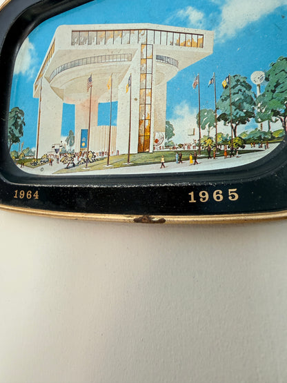Vintage 1964-65 NY World's Fair Tin Tray: Heliport & Restaurant Illustration