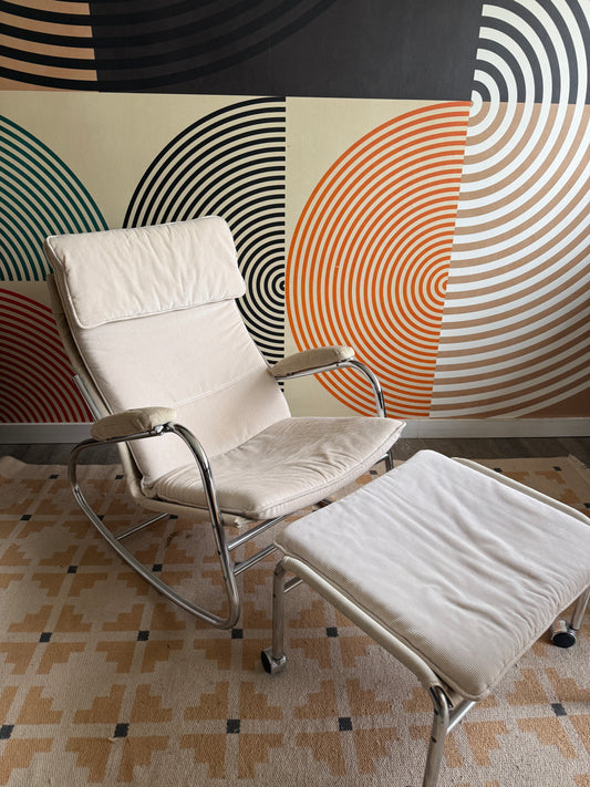 Noboru Nakamura for IKEA “HJO” Rocking Chair with Ottoman