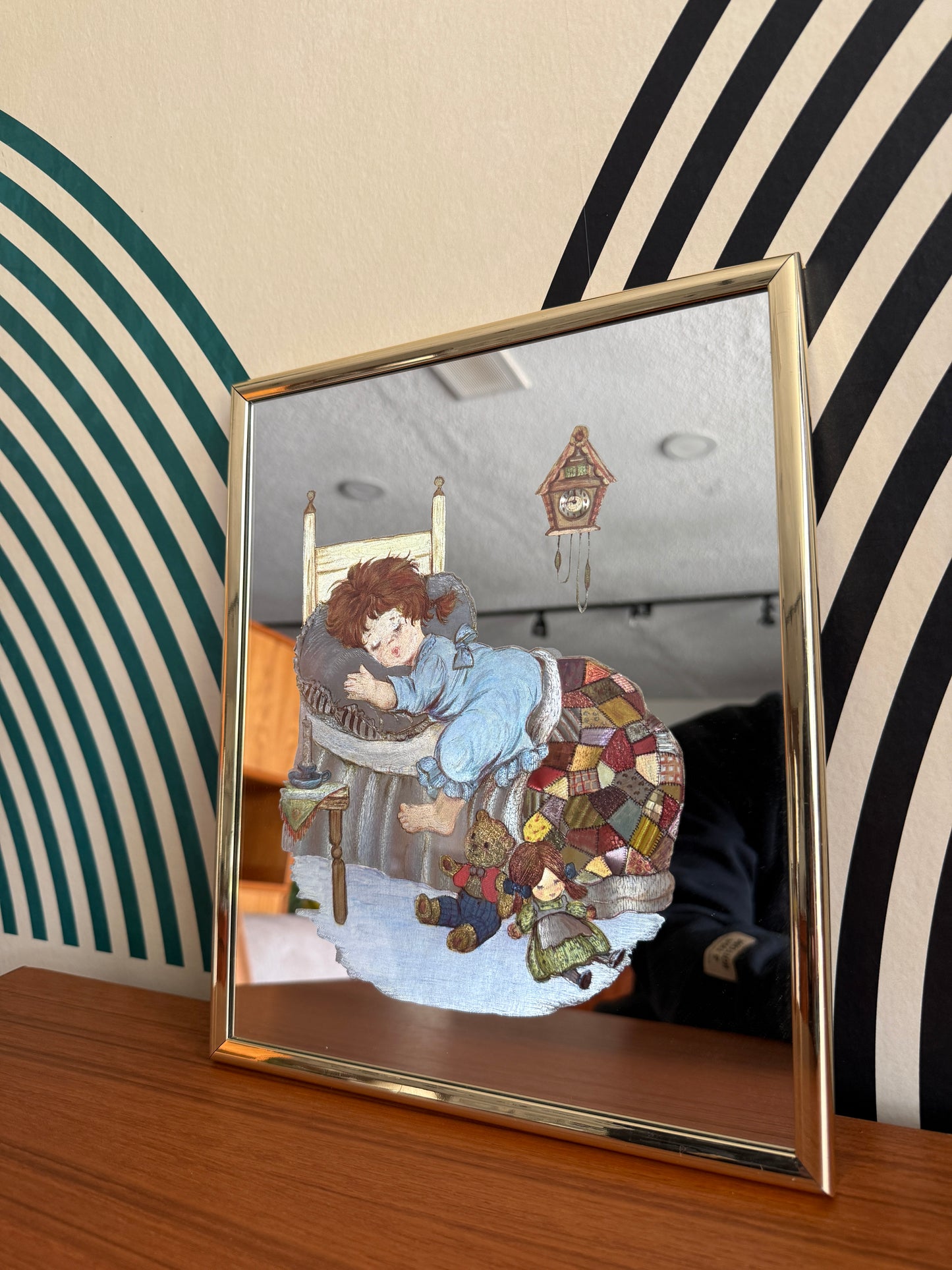 Vintage Reverse Glass Nursery Art