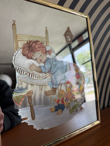 Vintage Reverse Glass Nursery Art