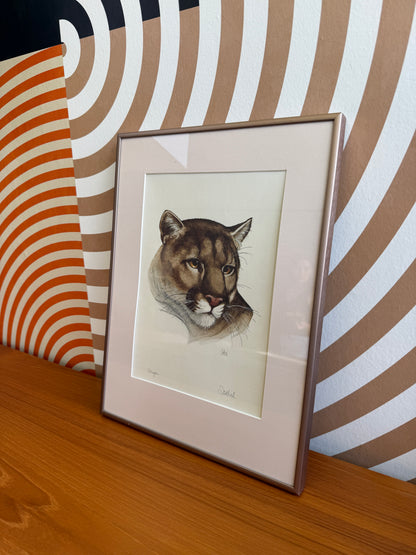 Vintage Cougar Wildlife Print