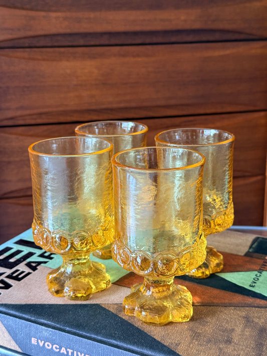 Vintage 1970s Cornsilk Madeira Glasses by Tiffin Franciscan