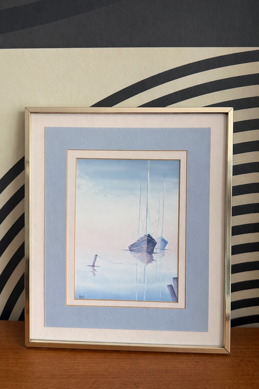 Vintage Framed Nautical Artwork – Signed
