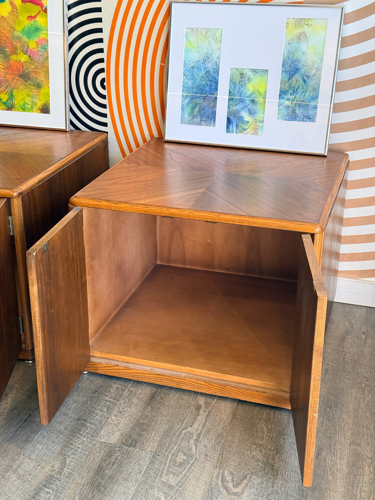 Vintage Walnut Square End Tables by Lane Furniture