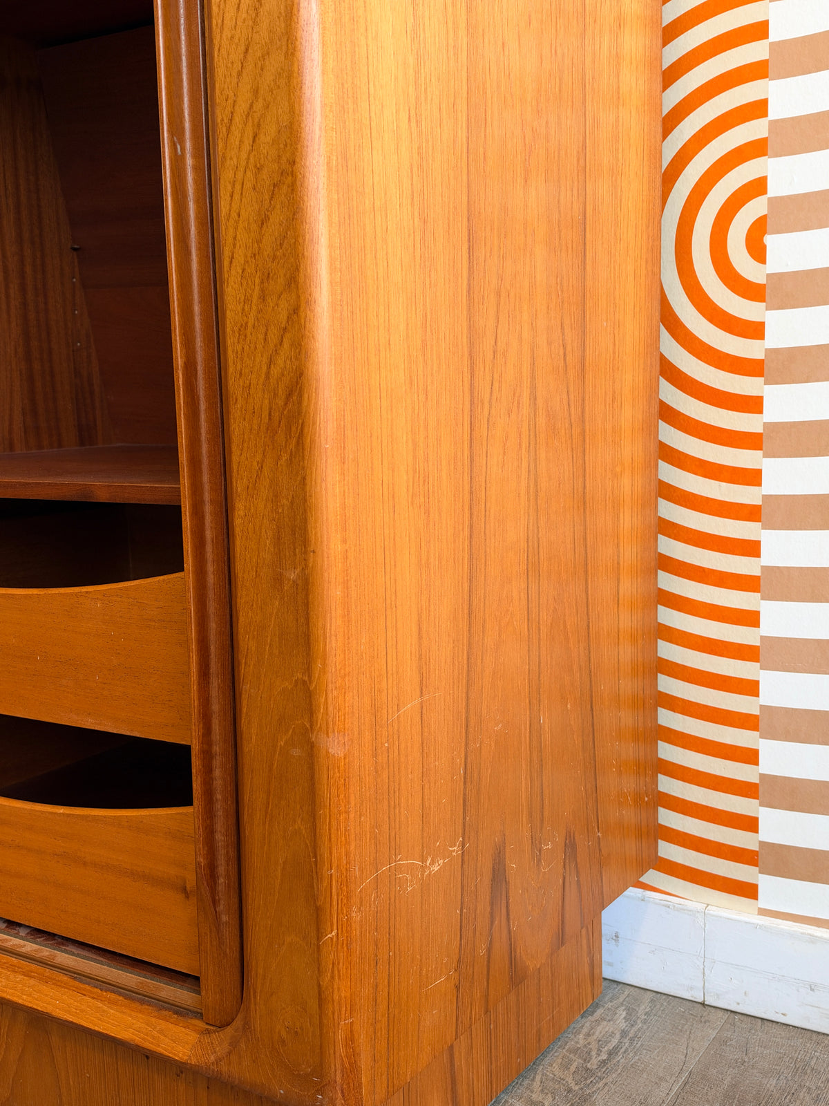 Vintage Teak Tambour Door Cabinet