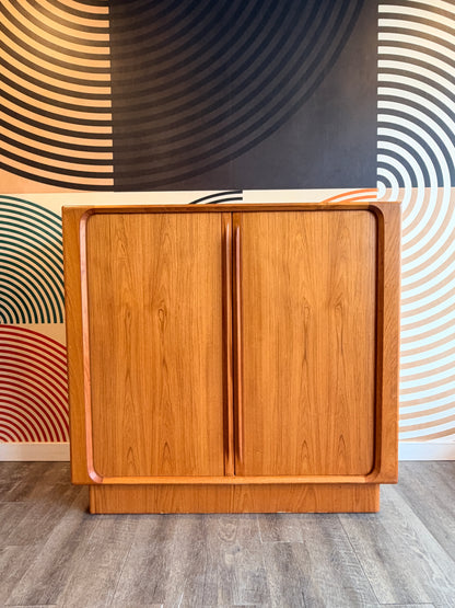 Vintage Teak Tambour Door Cabinet
