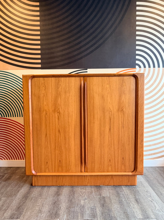 Vintage Teak Tambour Door Cabinet