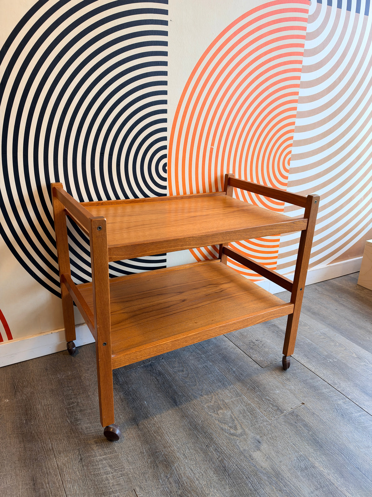 Vintage Teak Bar Cart on Casters
