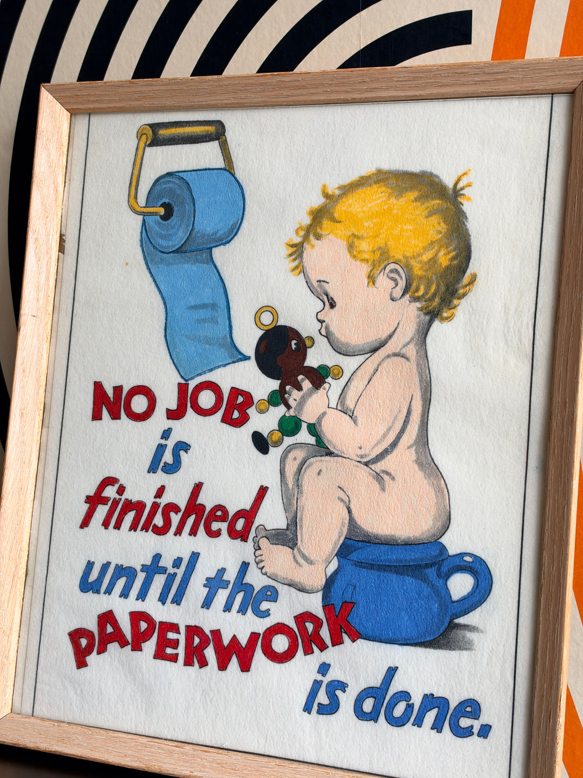 Vintage Bathroom Framed Art, 1960s