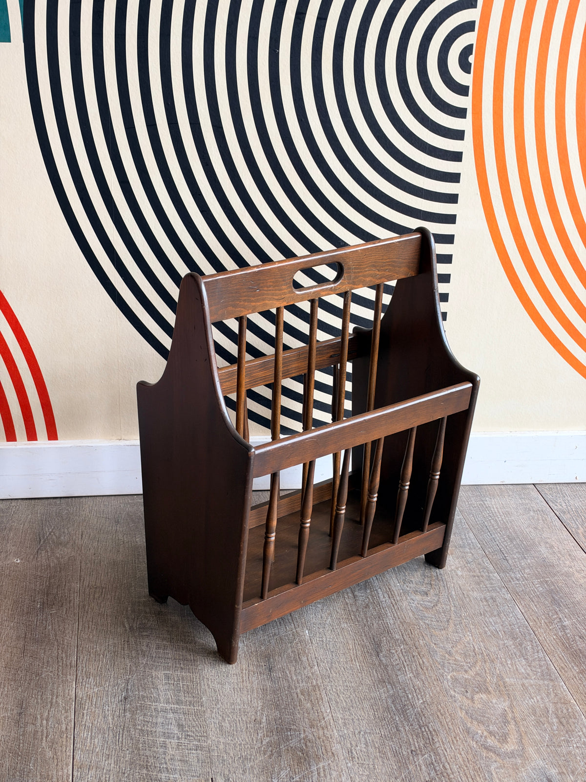 Vintage Wooden Spindled Magazine Rack