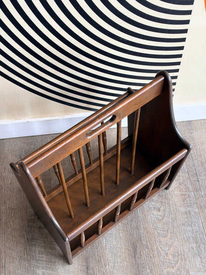 Vintage Wooden Spindled Magazine Rack