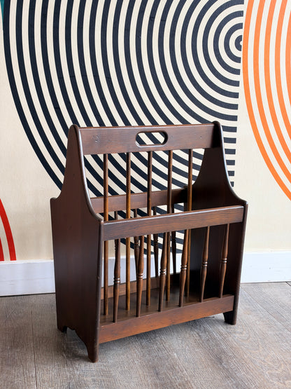 Vintage Wooden Spindled Magazine Rack