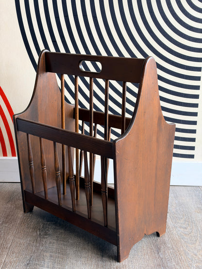 Vintage Wooden Spindled Magazine Rack