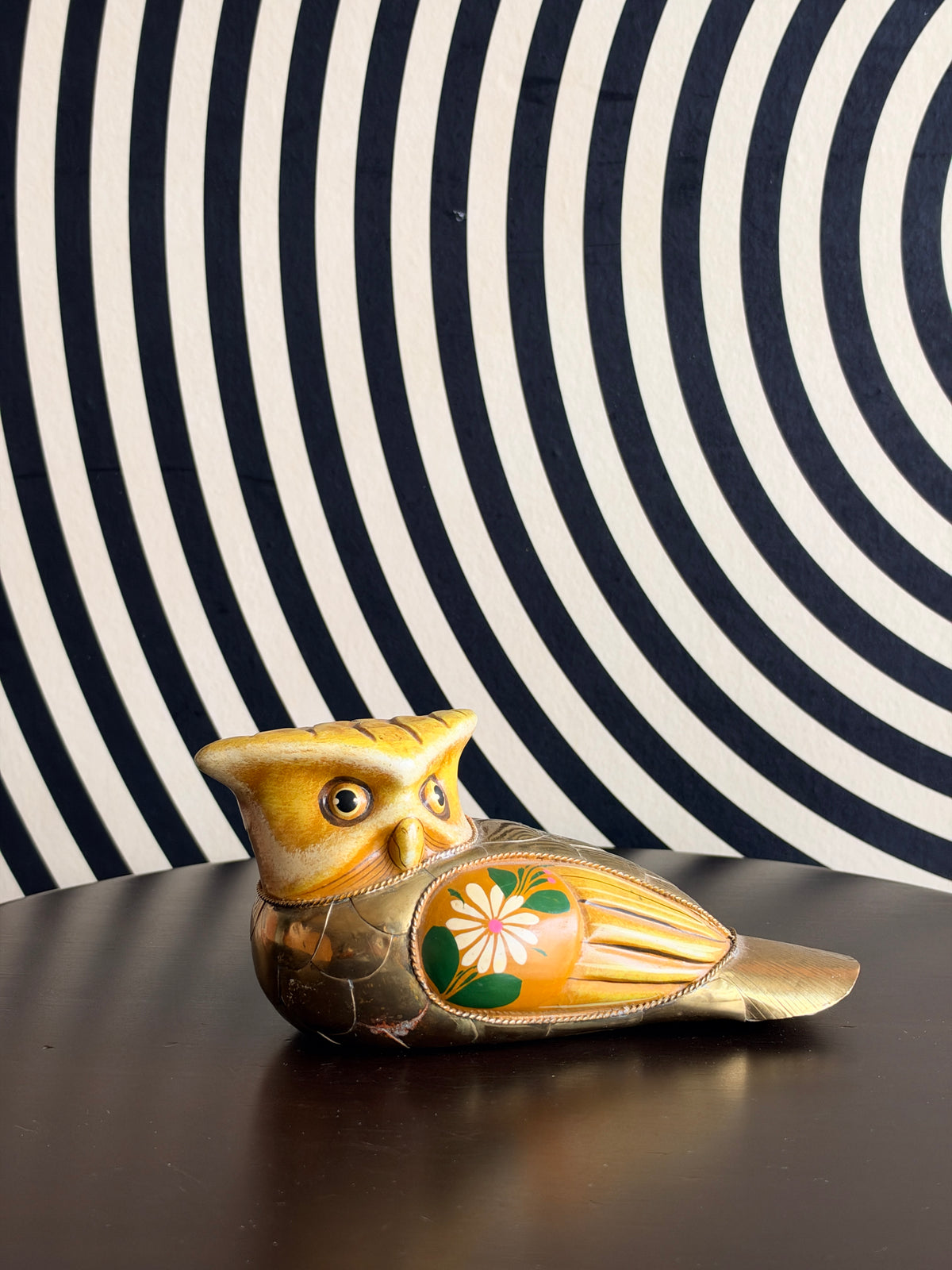 Vintage Mexican Pottery Owl Figurine