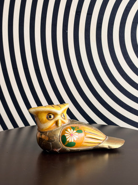 Vintage Mexican Pottery Owl Figurine