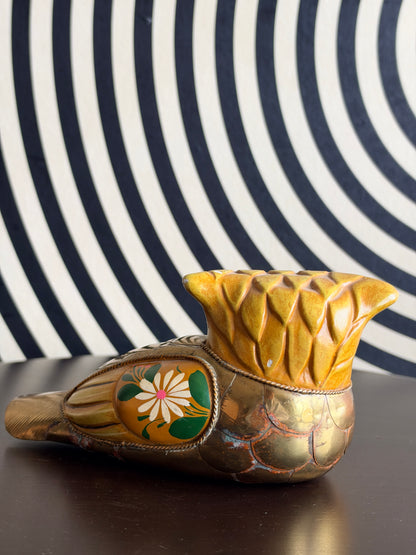 Vintage Mexican Pottery Owl Figurine