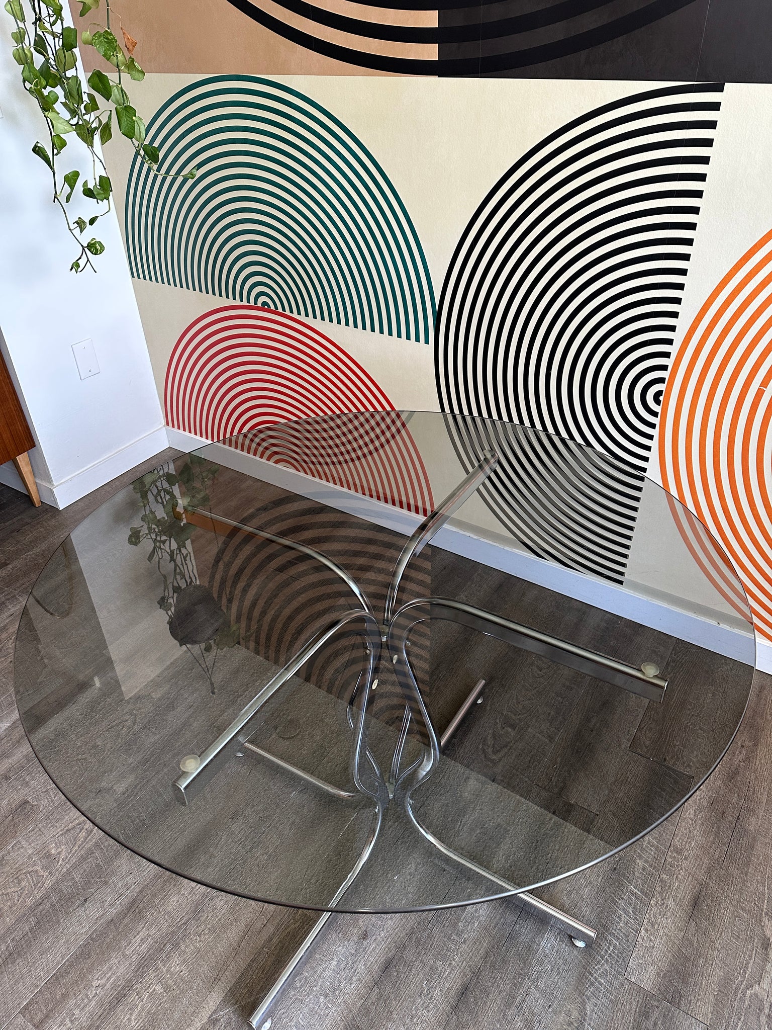 1970s Italian Smoked Glass and Chrome Dining Table