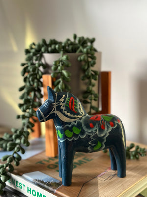 Vintage Blue Swedish Dala Horse