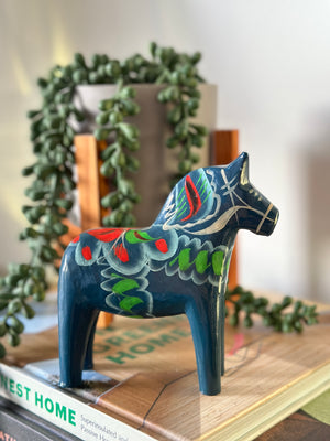 Vintage Blue Swedish Dala Horse