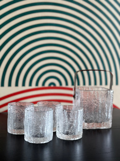 Vintage Hoya Glacier Ice Bucket and Glasses Set