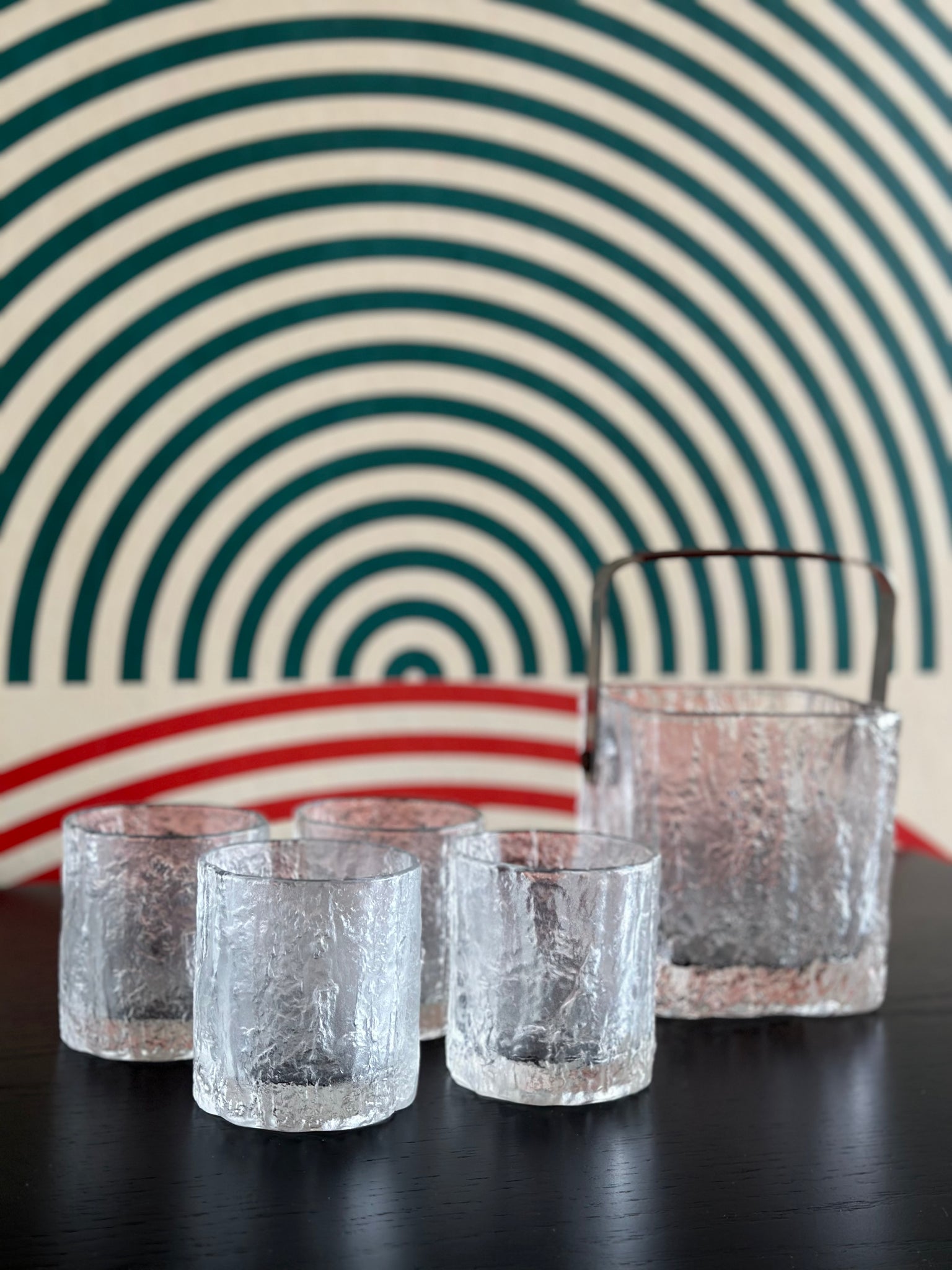 Vintage Hoya Glacier Ice Bucket and Glasses Set
