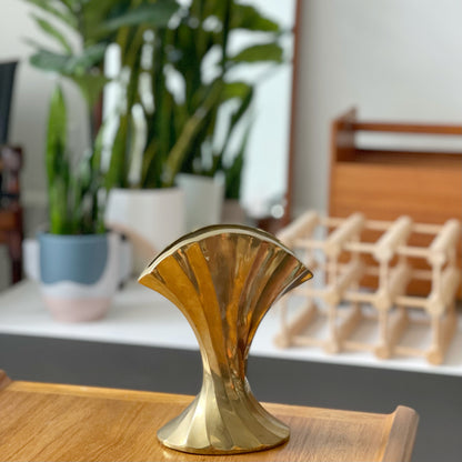 Vintage Brass Fan Vase