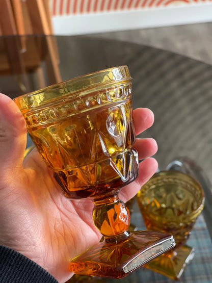 Set of 6 Vintage Indiana Glass Amber Glasses