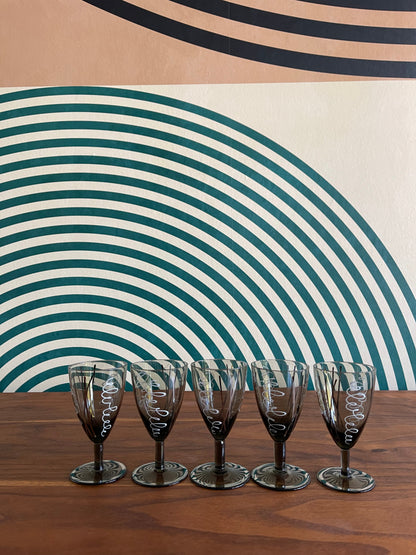 Set of 5 Vintage Port Wine Glasses