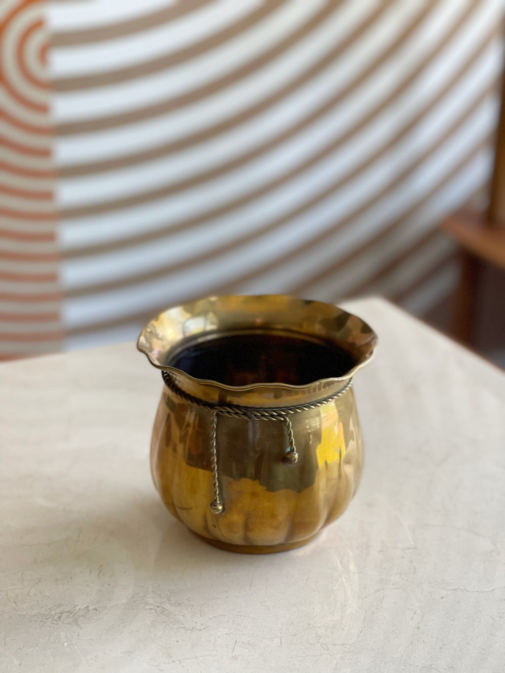 Vintage Brass Planter Pot #1