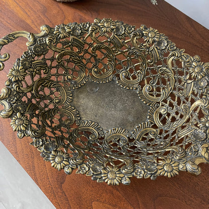 Vintage Italian Ornate Brass Basket