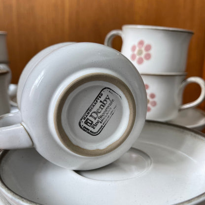 Set of 8 Vintage Denby “Gypsy” Cups and Saucers