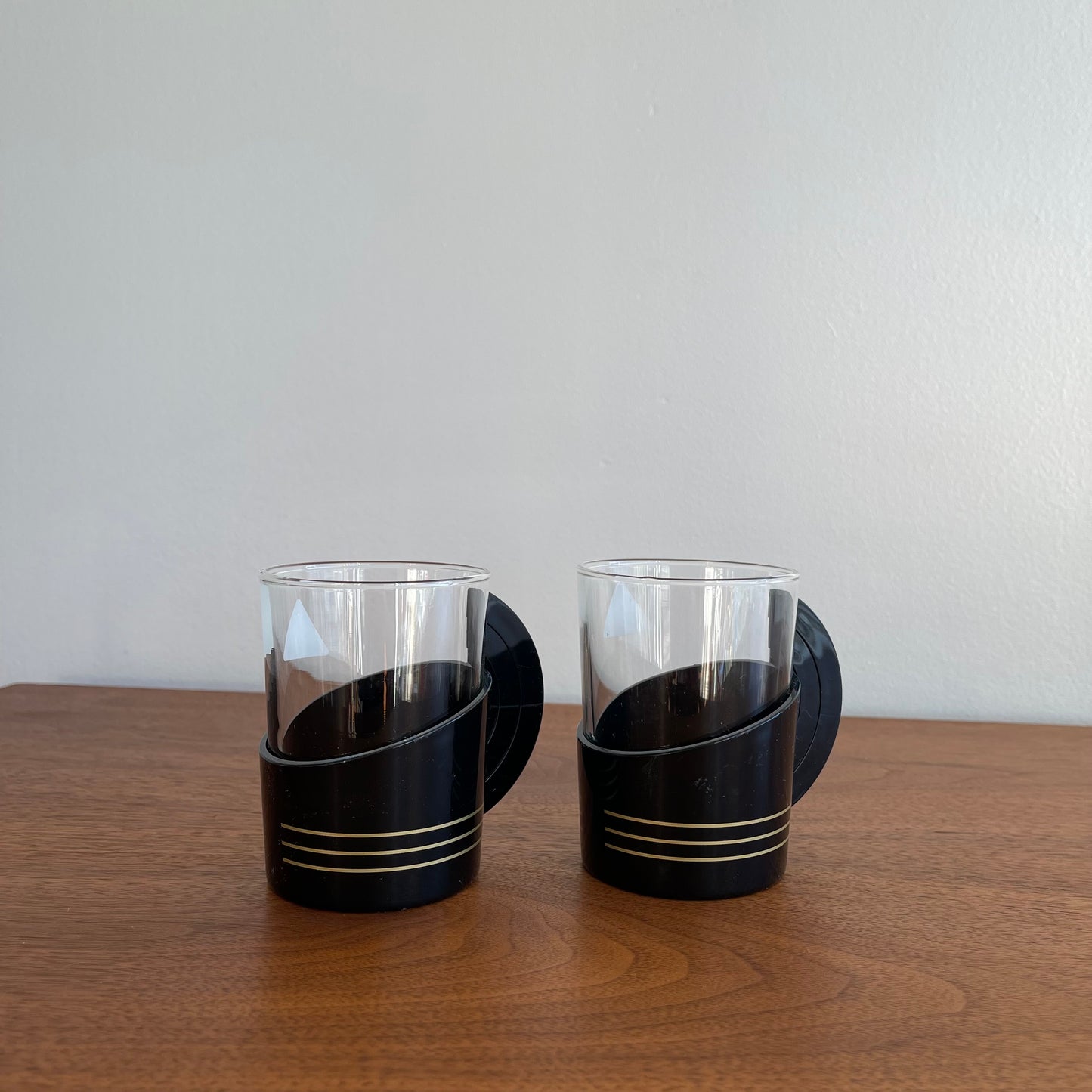 Pair of Art Deco Plastic and Glass Cups
