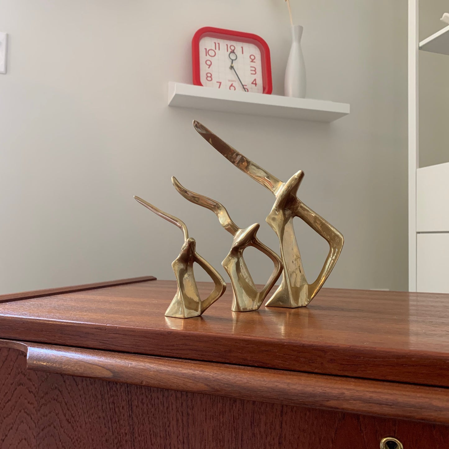 Set of 3 Midcentury Modern  'Birds In Flight' Brass Sculptures